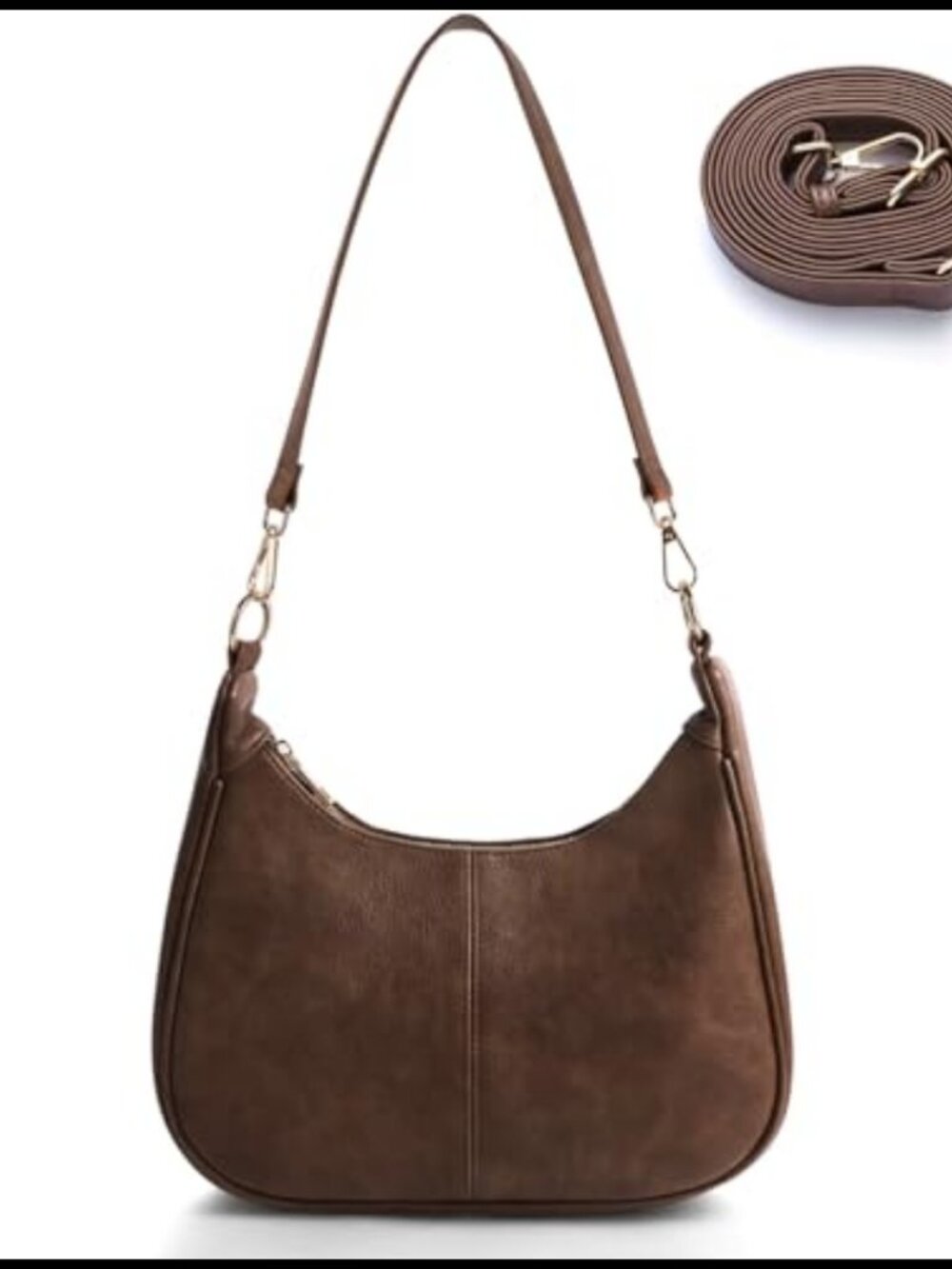 Vegan Leather Hobo Shoulder Bag Small Slouchy Purse with Back Zipper Pocket